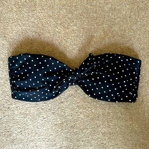 Aerie Swim Black Polka Dot Bow Bandeau Bikini Top